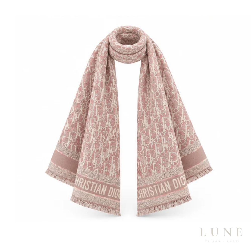 Dior Oblique Scarf – Dusty pink