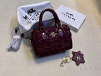 Coach Bag | Mini Rowan Crossbody Bag – Maroon – Deep Berry Signature