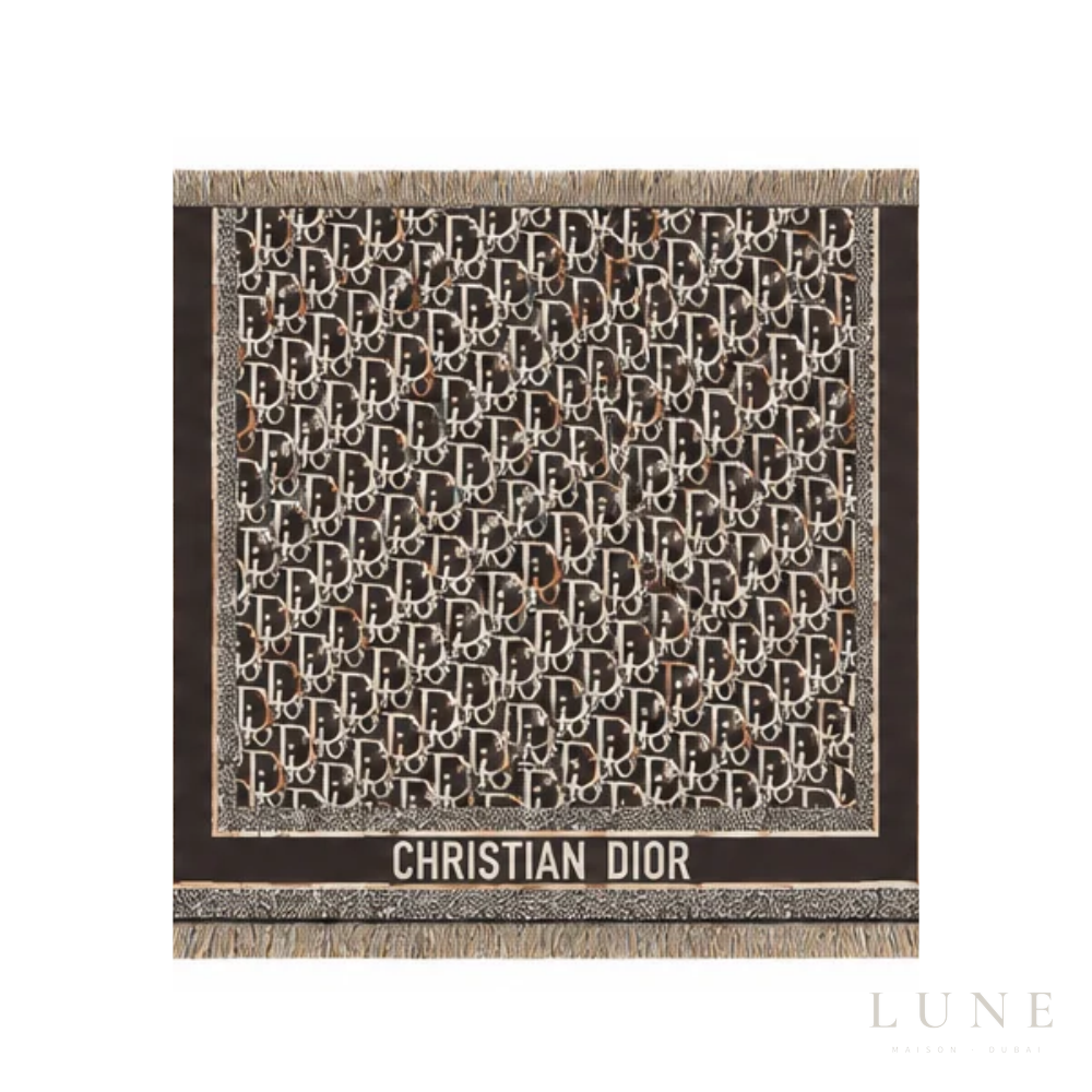 Dior Oblique Scarf – Dark Brown