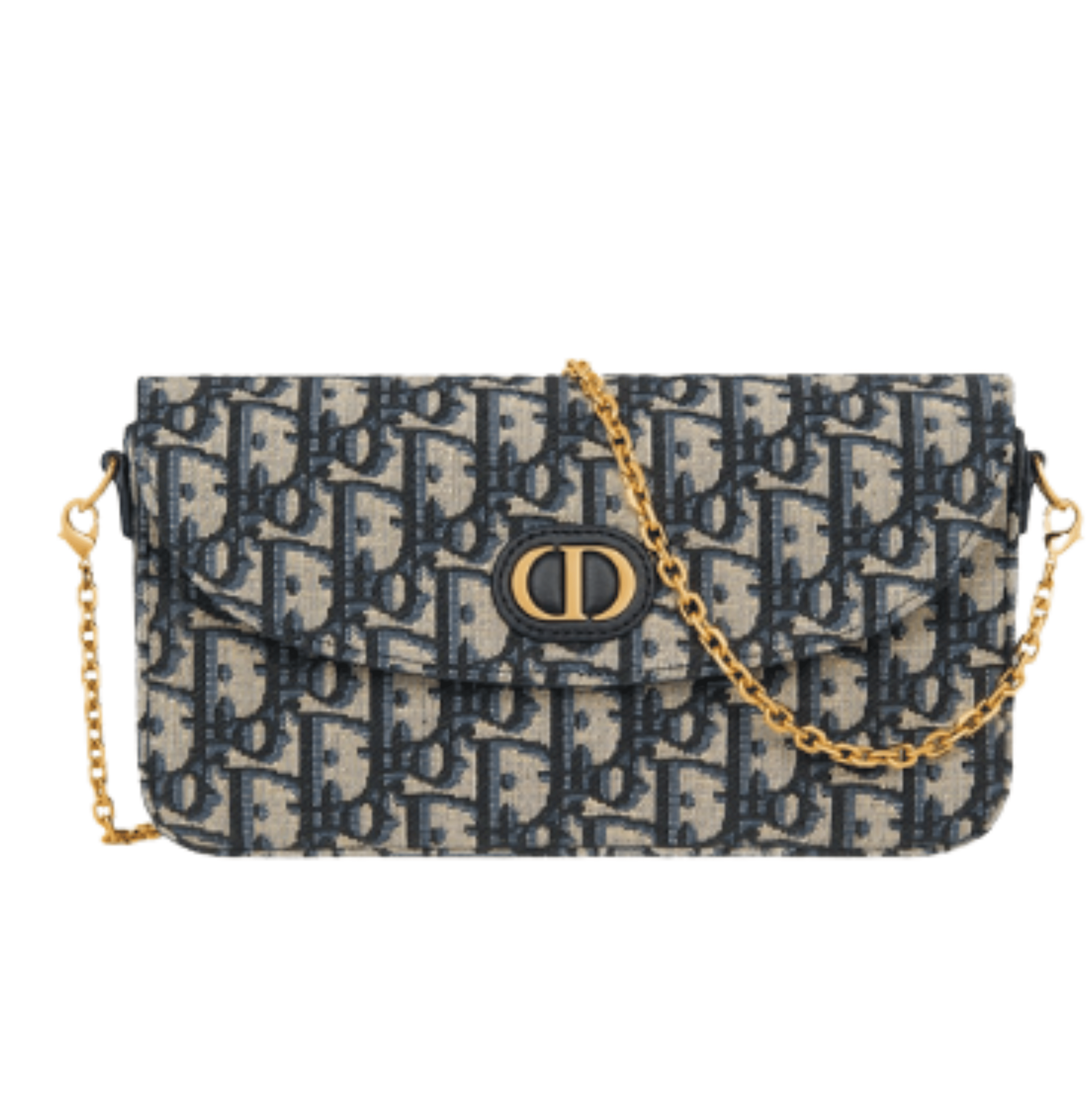Dior 30 Montaigne East-West Chain Bag Blue Dior Oblique Jacquard Canvas