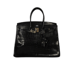 Hermès Birkin Handbag Made from Shiny Black Crocodile Skin