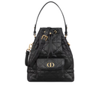 Dior Caro Backpack - Black Macrocannage Lambskin