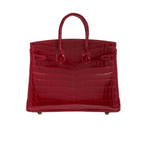 Hermès Birkin 30 Handbag Made from Shiny Niloticus Crocodile Leather - Deep Red